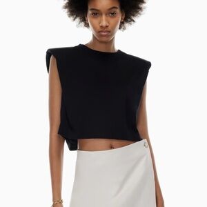 Babaton | Aritzia Black Cropped Shoulder-Pad Boxy Sleeveless Top Size XS